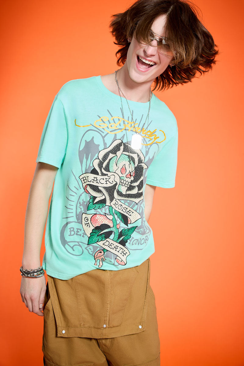 Black Rose Throwback Rhinestone Tee - Image 2