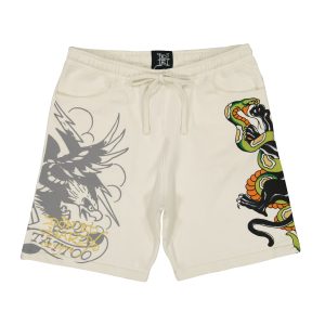 Panther Skull Fleece Short - Ivory