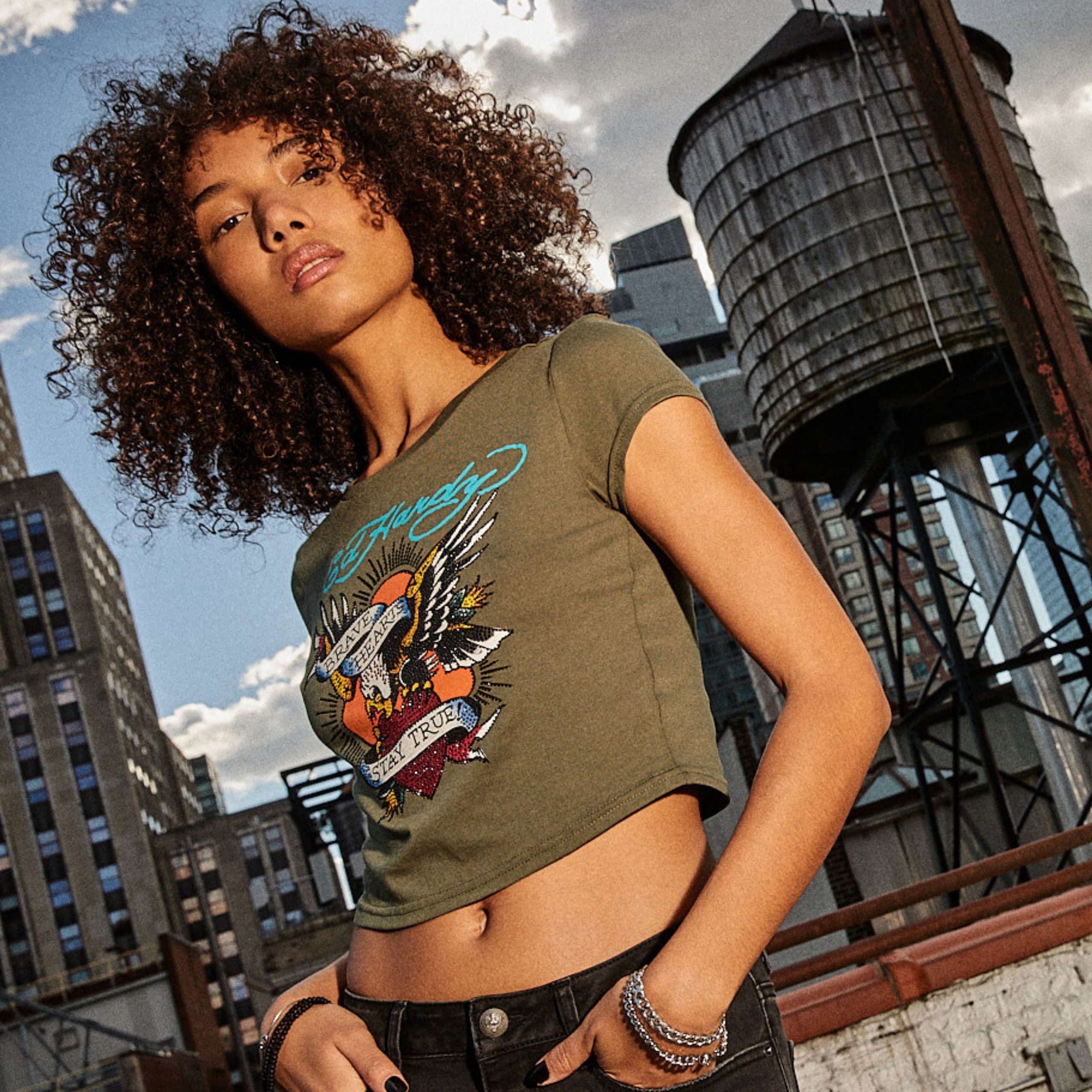 Rhinestone Brave Eagle Baby Tee - Image 3